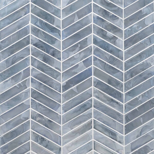 Msi Blue Shimmer 9.95 In. X 11.85 In. Chevron Glass Mosaic Wall Tile, 15PK ZOR-MD-0392 - main